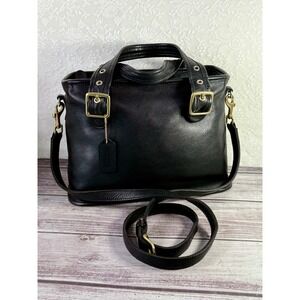 Vintage Coach Legacy Black Leather Satchel Convertible Crossbody USA
